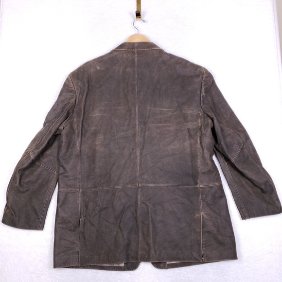 Pronto Uomo Leathers Blazer XXL Brown Distressed Genuine Leather Jacket Coat - Picture 6 of 11